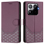For Xiaomi 15T Pro Case Imprinted Honeycomb RFID Blocking Leather Phone Cover with Strap