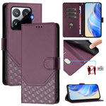 For Xiaomi 15T Pro Case Imprinted Honeycomb RFID Blocking Leather Phone Cover with Strap