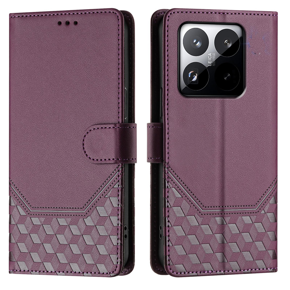 For Xiaomi 15T Case Imprinted Honeycomb RFID Blocking Leather Phone Cover with Strap