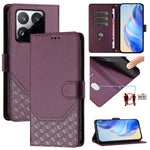 For Xiaomi 15T Case Imprinted Honeycomb RFID Blocking Leather Phone Cover with Strap