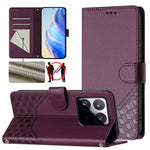 For Xiaomi 15T Case Imprinted Honeycomb RFID Blocking Leather Phone Cover with Strap
