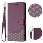 For Xiaomi 15T Case Imprinted Honeycomb RFID Blocking Leather Phone Cover with Strap