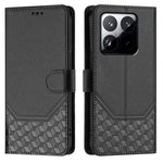 For Xiaomi 15T Case Imprinted Honeycomb RFID Blocking Leather Phone Cover with Strap