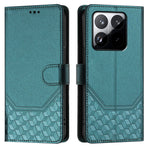 For Xiaomi 15T Case Imprinted Honeycomb RFID Blocking Leather Phone Cover with Strap