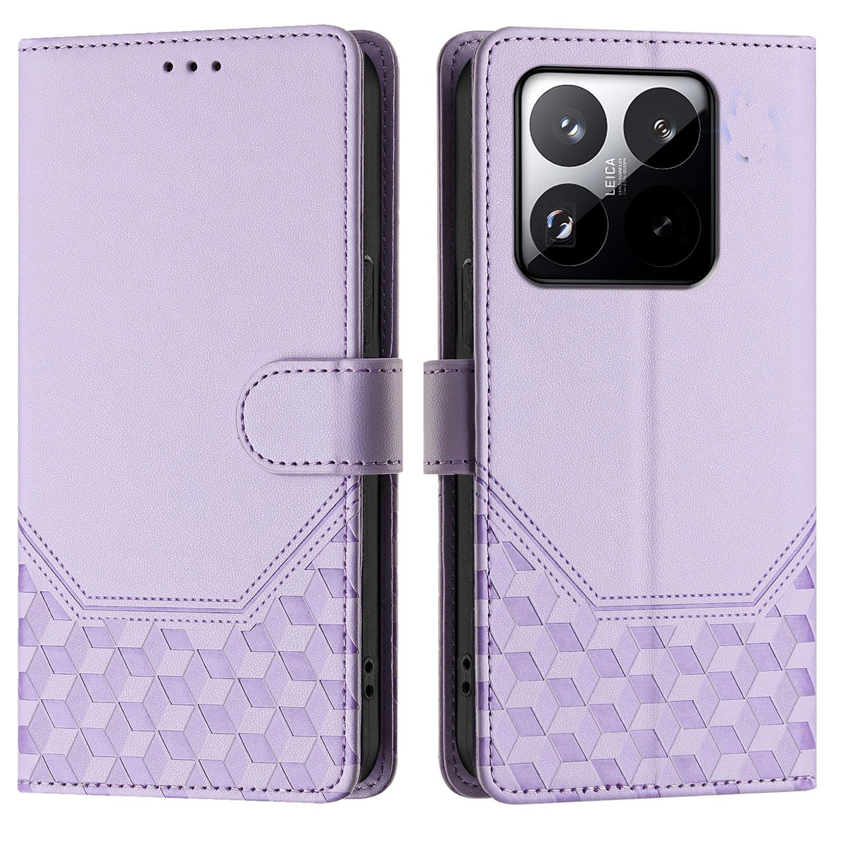 For Xiaomi 15T Case Imprinted Honeycomb RFID Blocking Leather Phone Cover with Strap