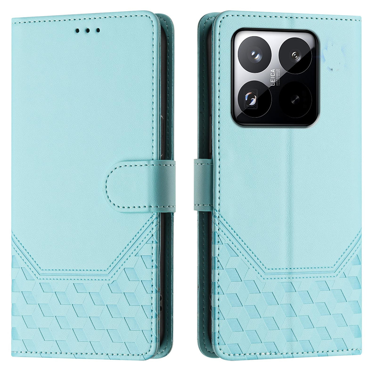 For Xiaomi 15T Case Imprinted Honeycomb RFID Blocking Leather Phone Cover with Strap