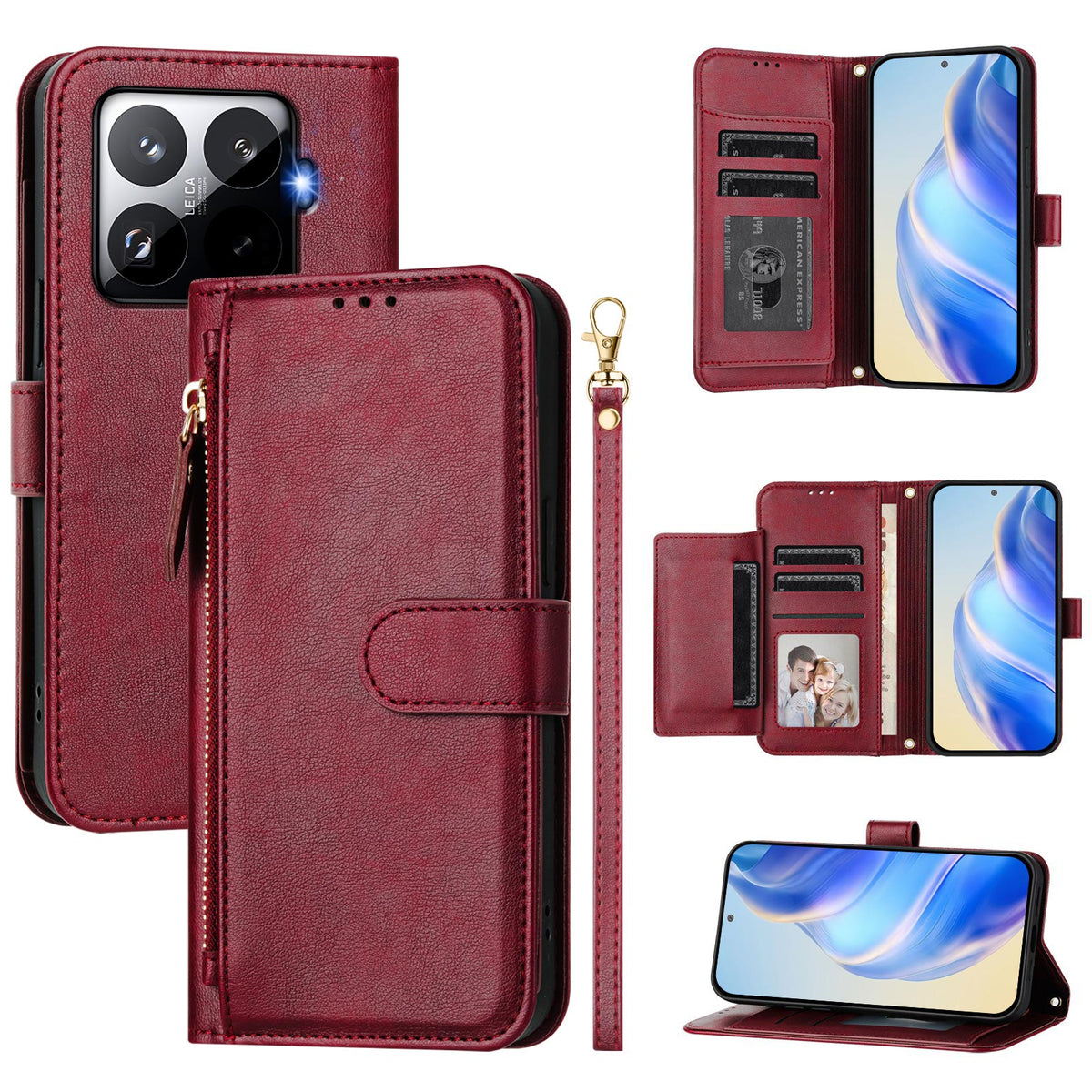 For Xiaomi 15T Pro Case Zipper Pocket Multiple Card Slots Leather Phone Cover