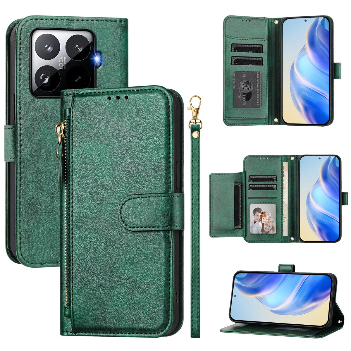 For Xiaomi 15T Pro Case Zipper Pocket Multiple Card Slots Leather Phone Cover