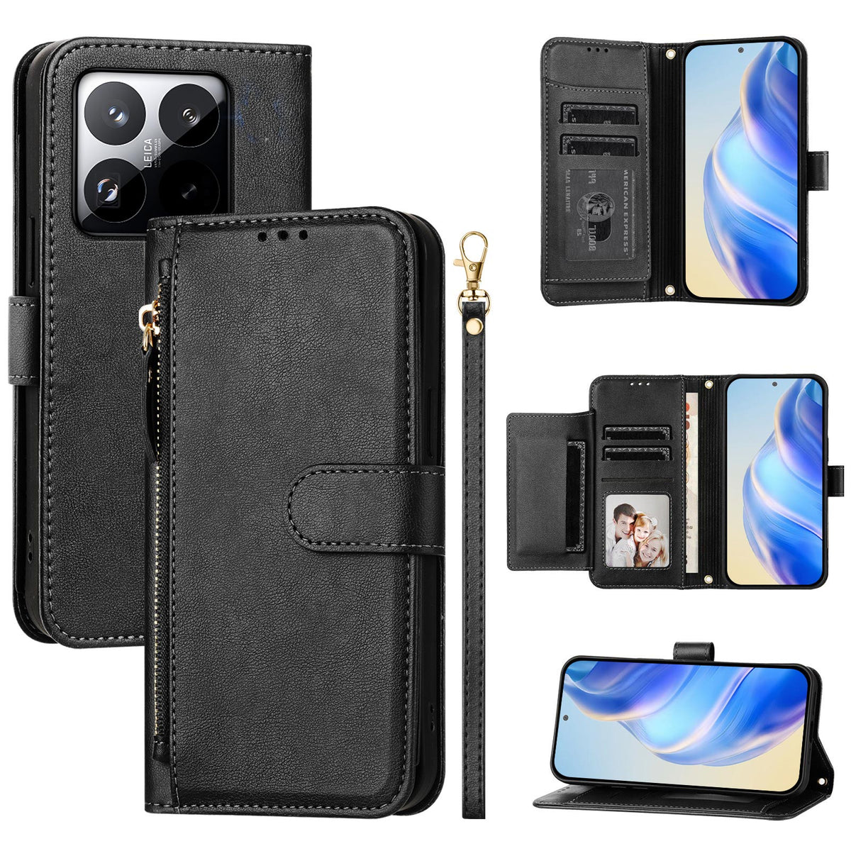 For Xiaomi 15T Case Zipper Pocket Multiple Card Slots Leather Phone Cover