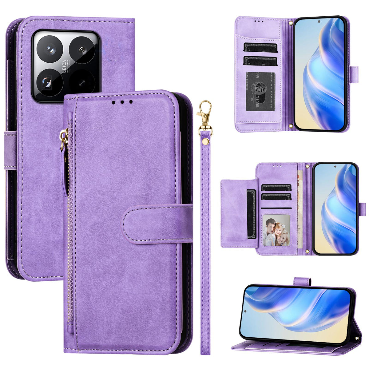 For Xiaomi 15T Case Zipper Pocket Multiple Card Slots Leather Phone Cover