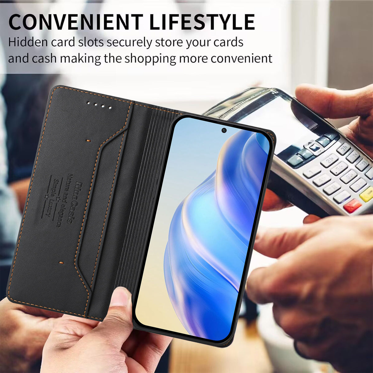For Xiaomi 15T Leather Case RINACASIS RC01 Phone Cover with RFID Blocking Wallet Stand