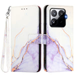 For Xiaomi 15T Pro Case with Strap Marble Pattern Leather Phone Cover Card Holder