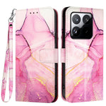 For Xiaomi 15T Case with Strap Marble Pattern Leather Phone Cover Card Holder