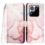 For Xiaomi 15T Case with Strap Marble Pattern Leather Phone Cover Card Holder