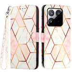 For Xiaomi 15T Case with Strap Marble Pattern Leather Phone Cover Card Holder