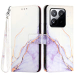 For Xiaomi 15T Case with Strap Marble Pattern Leather Phone Cover Card Holder
