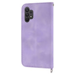 Drop-proof Phone Case for Samsung Galaxy A32 4G (EU Version), Skin-touch Imprinted Flowers Pattern Multiple Card Slots Stand Wallet Phone Cover with Wrist and Shoulder Straps