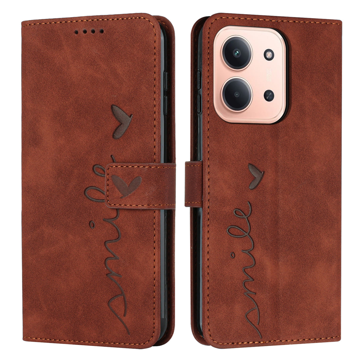 For Xiaomi Redmi 15C 5G (Global) (171mm) / 15C 4G (Global) (171mm) / Poco C85 4G (171mm) Stand Case PU Leather Phone Cover Imprinted Heart Pattern