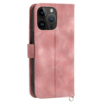 For iPhone 13 Pro Max 6.7 inch Imprinted Flowers Wallet Case Skin-touch PU Leather Handbag Flip Stand Phone Cover with Wrist Strap and Shoulder Strap