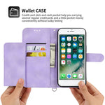 Til iPhone 8 / 7 / SE (2020) / SE (2022) Imprinted Flowers Mønster Skin-touch Læder Cover Stativ Pung Etui med Håndledsrem og Skulderrem
