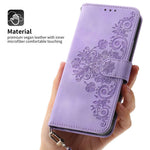 Til iPhone 8 / 7 / SE (2020) / SE (2022) Imprinted Flowers Mønster Skin-touch Læder Cover Stativ Pung Etui med Håndledsrem og Skulderrem