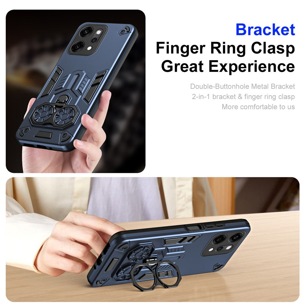 For Oppo Reno14 Pro 5G (Global) Case Ring Holder Kickstand PC + TPU Shockproof Phone Cover