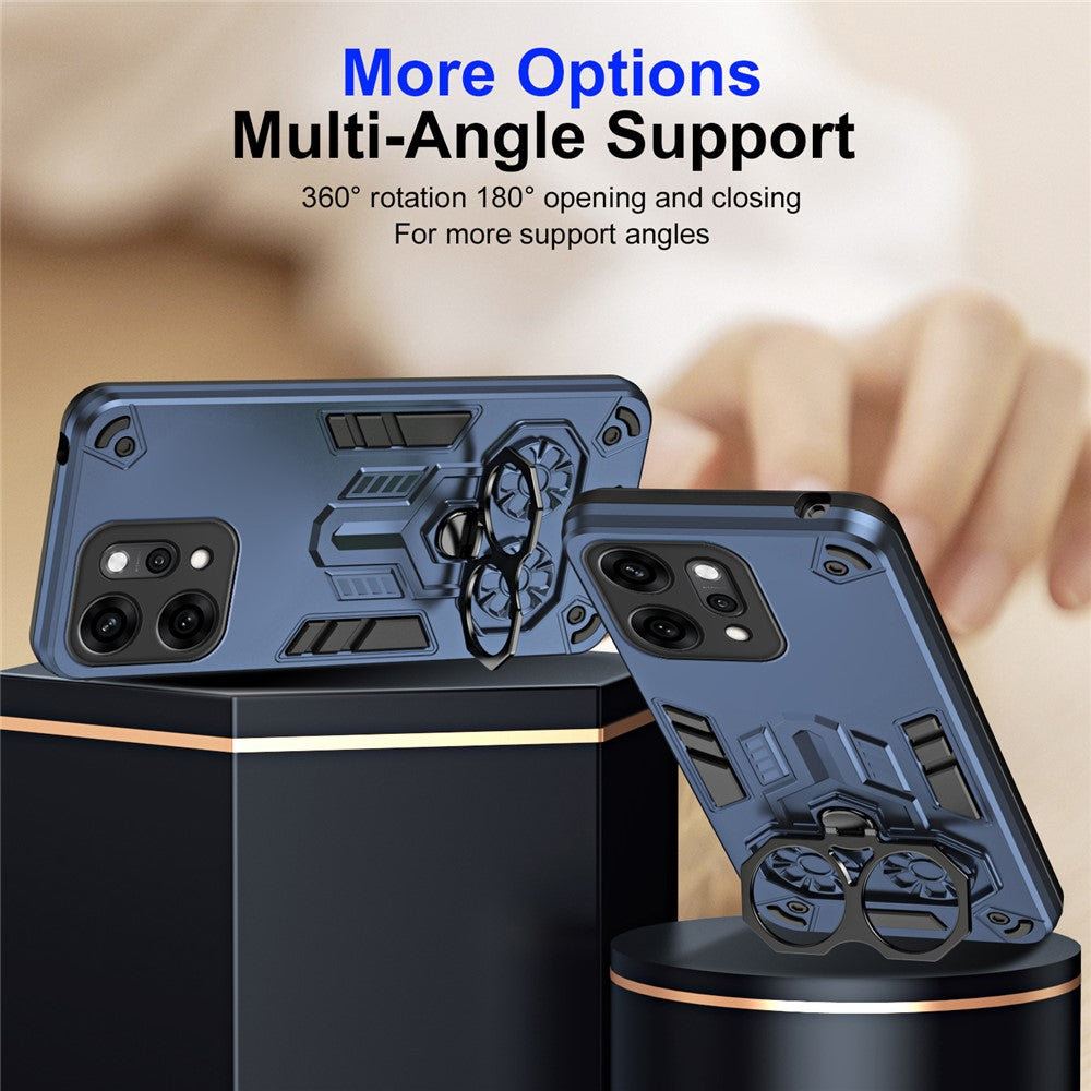 For Oppo Reno14 Pro 5G (Global) Case Ring Holder Kickstand PC + TPU Shockproof Phone Cover
