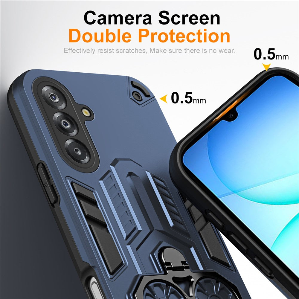 Til Samsung Galaxy A18 5G / A18 4G / A17 5G / A17 4G cover ringholder støtteben PC + TPU stødsikkert telefoncover