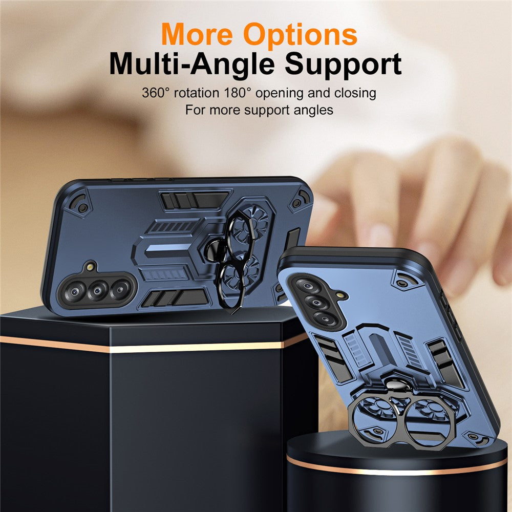 Til Samsung Galaxy A18 5G / A18 4G / A17 5G / A17 4G cover ringholder støtteben PC + TPU stødsikkert telefoncover