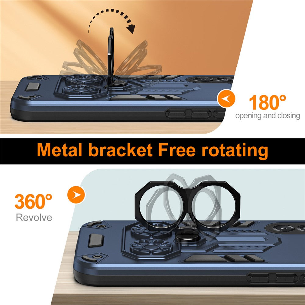 Til Samsung Galaxy A18 5G / A18 4G / A17 5G / A17 4G cover ringholder støtteben PC + TPU stødsikkert telefoncover