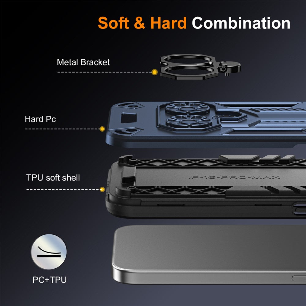 Til Samsung Galaxy A18 5G / A18 4G / A17 5G / A17 4G cover ringholder støtteben PC + TPU stødsikkert telefoncover