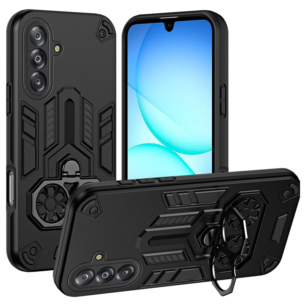 Til Samsung Galaxy A18 5G / A18 4G / A17 5G / A17 4G cover ringholder støtteben PC + TPU stødsikkert telefoncover