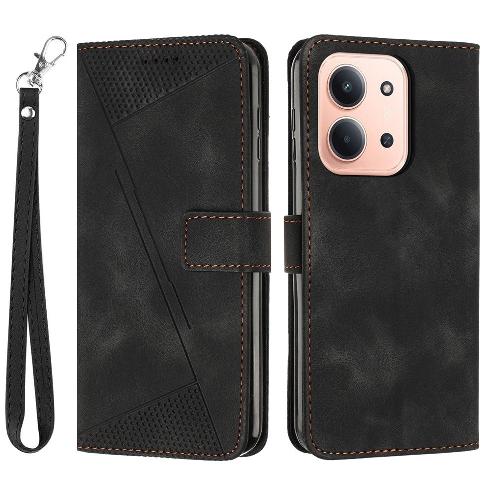 Xiaomi Redmi 15C 4G (EU) (173 mm) / 15C 5G (EU) (173 mm) / Poco C85 4G (173 mm) fodral handväska präglad triangel läder mobilskal