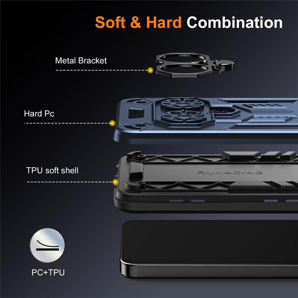 Phone Case for Xiaomi Poco X7 5G / Redmi Note 14 Pro 5G / 4G Ring Holder Kickstand PC + TPU Shockproof Cover