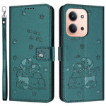 For Xiaomi Redmi 15C 4G (EU) (173mm) / 15C 5G (EU) (173mm) / Poco C85 4G (173mm) Wallet Case Cats Imprint Leather Phone Cover with Strap
