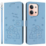 For Xiaomi Redmi 15C 4G (EU) (173mm) / 15C 5G (EU) (173mm) / Poco C85 4G (173mm) Wallet Case Cats Imprint Leather Phone Cover with Strap