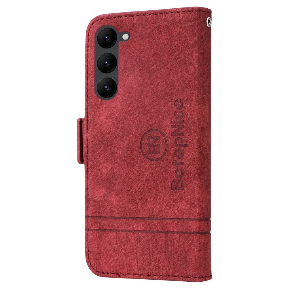 BETOPNICE 001 For Samsung Galaxy S23 PU Leather Phone Case Wallet Stand Imprinted Stitching Line Full Protection Cell Phone Cover