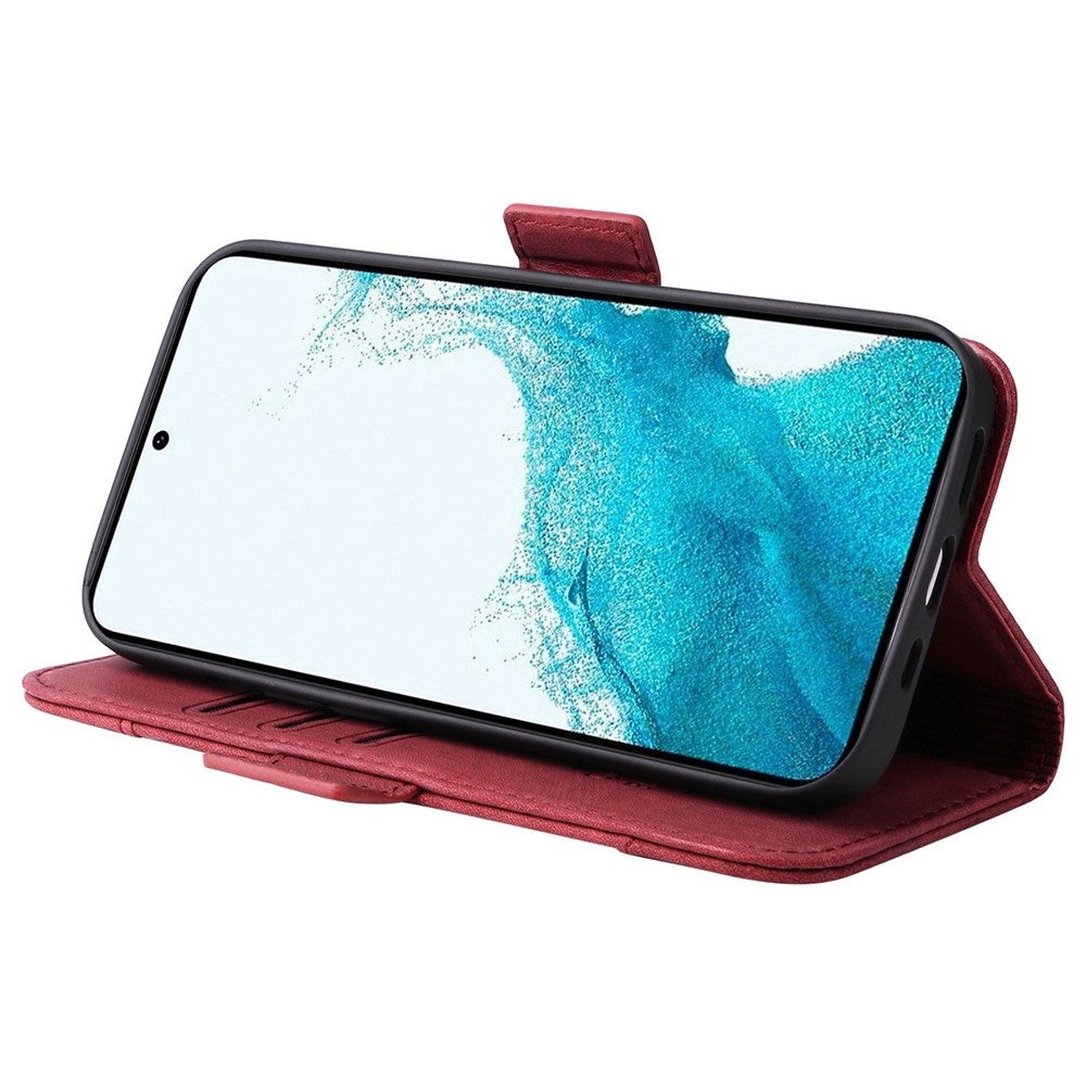 BETOPNICE 001 For Samsung Galaxy S23 PU Leather Phone Case Wallet Stand Imprinted Stitching Line Full Protection Cell Phone Cover