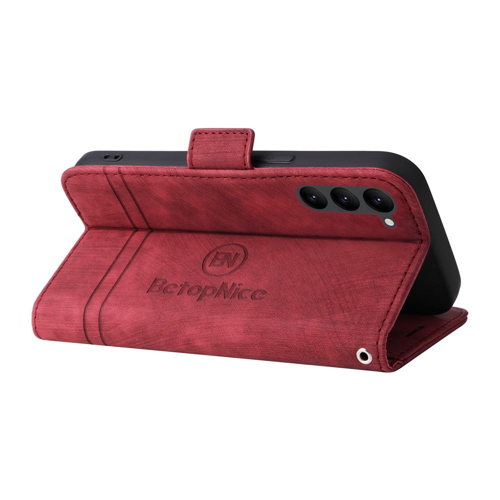 BETOPNICE 001 For Samsung Galaxy S23 PU Leather Phone Case Wallet Stand Imprinted Stitching Line Full Protection Cell Phone Cover