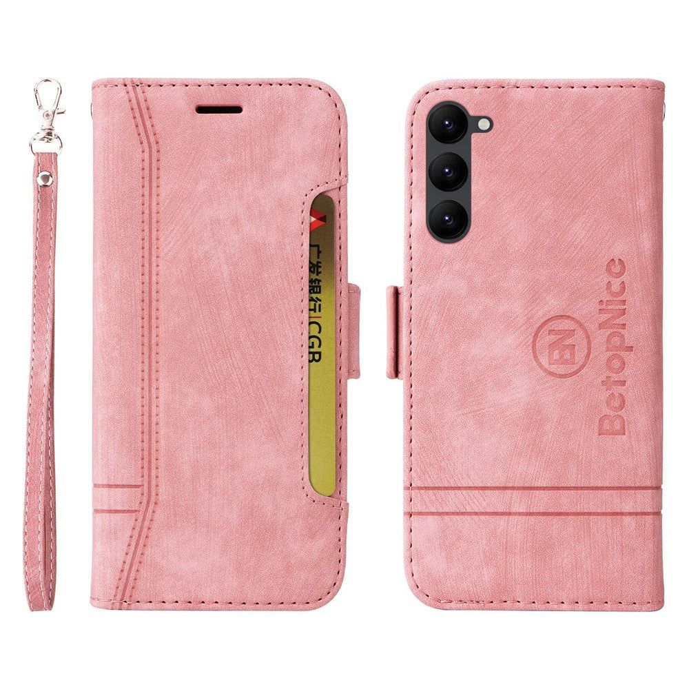 BETOPNICE 001 For Samsung Galaxy S23 PU Leather Phone Case Wallet Stand Imprinted Stitching Line Full Protection Cell Phone Cover