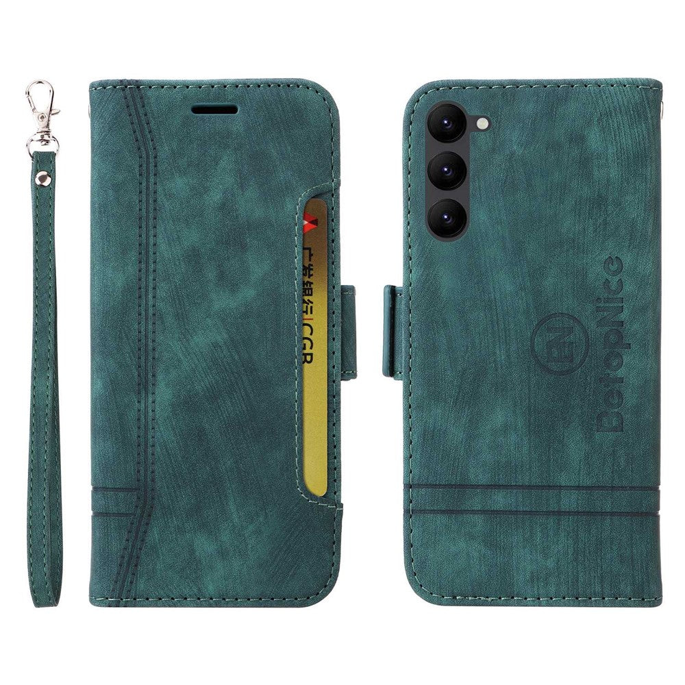 BETOPNICE 001 For Samsung Galaxy S23 PU Leather Phone Case Wallet Stand Imprinted Stitching Line Full Protection Cell Phone Cover