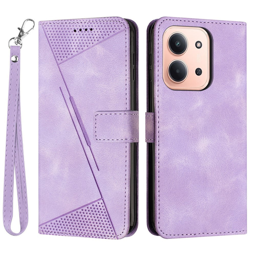 For Xiaomi Redmi 15C 5G (Global) (171mm) / 15C 4G (Global) (171mm) / Poco C85 4G (171mm) Case Handbag Imprinted Triangle Leather Phone Cover