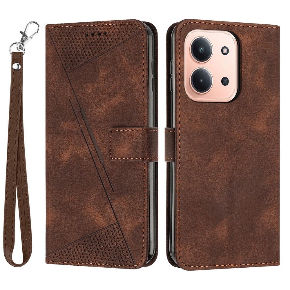 For Xiaomi Redmi 15C 5G (Global) (171mm) / 15C 4G (Global) (171mm) / Poco C85 4G (171mm) Case Handbag Imprinted Triangle Leather Phone Cover