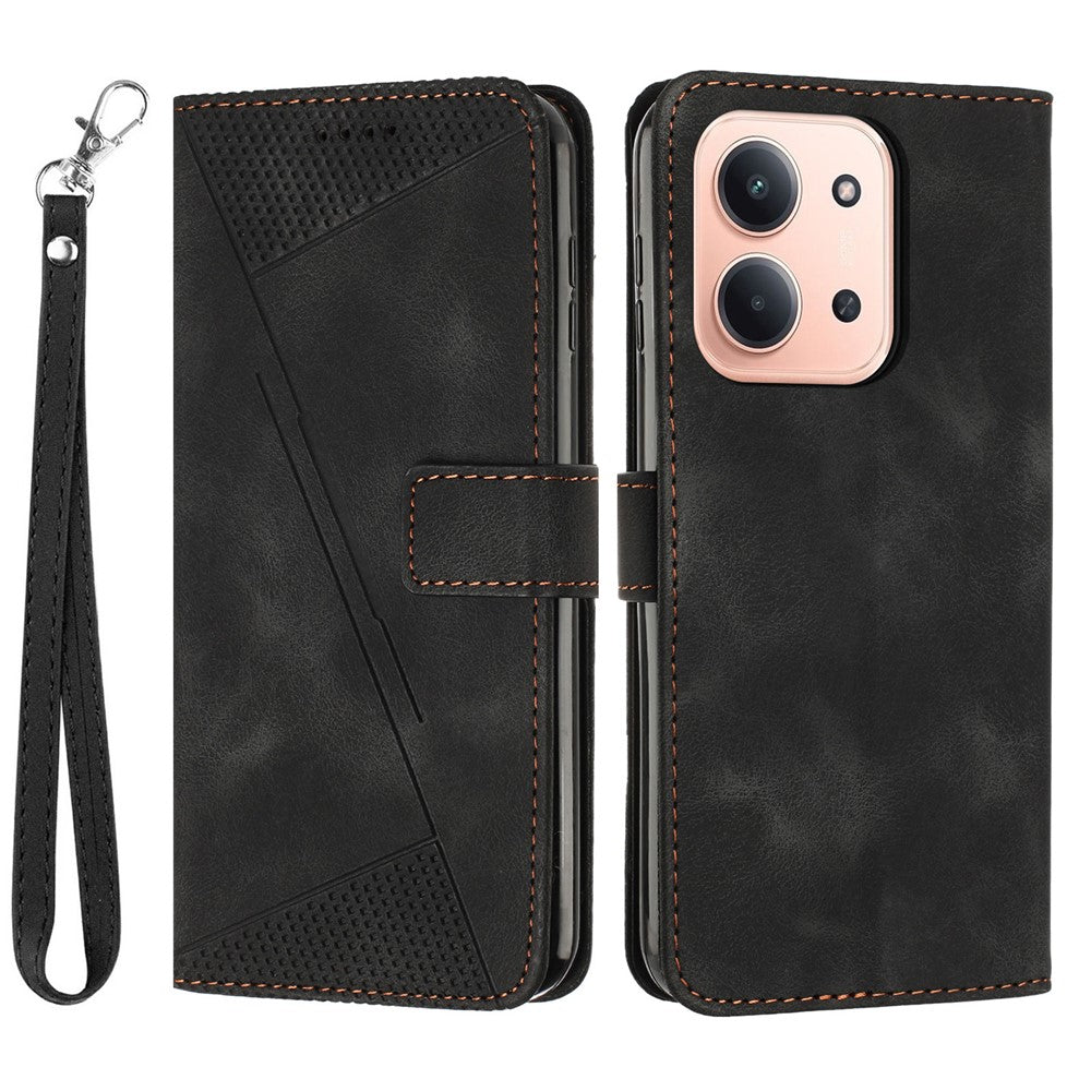 For Xiaomi Redmi 15C 5G (Global) (171mm) / 15C 4G (Global) (171mm) / Poco C85 4G (171mm) Case Handbag Imprinted Triangle Leather Phone Cover
