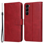 For Samsung Galaxy S23+ Calf Texture Shockproof PU Leather Case Magnetic Clasp Wallet Stand Phone Cover
