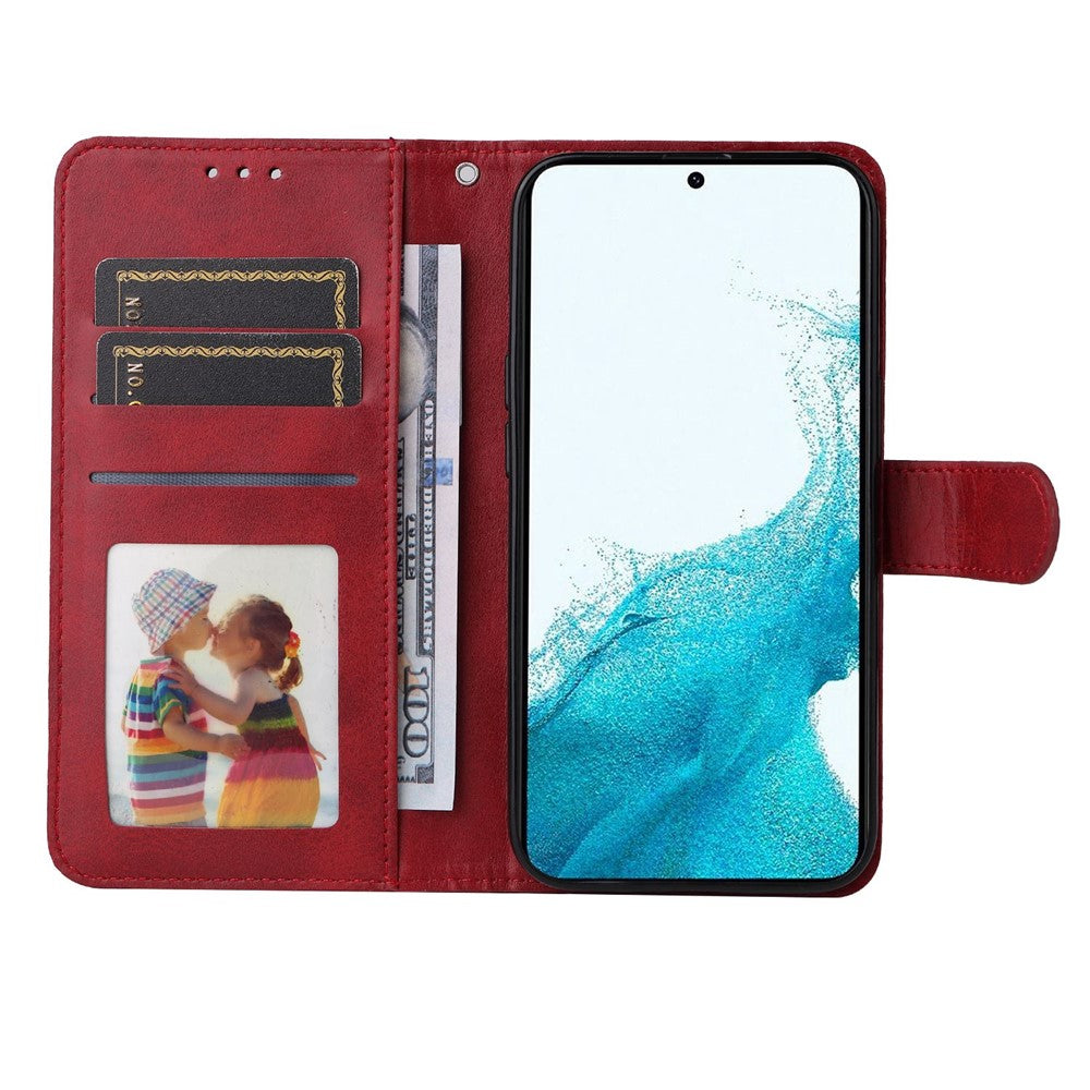 For Samsung Galaxy S23+ Calf Texture Shockproof PU Leather Case Magnetic Clasp Wallet Stand Phone Cover