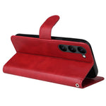 For Samsung Galaxy S23+ Calf Texture Shockproof PU Leather Case Magnetic Clasp Wallet Stand Phone Cover