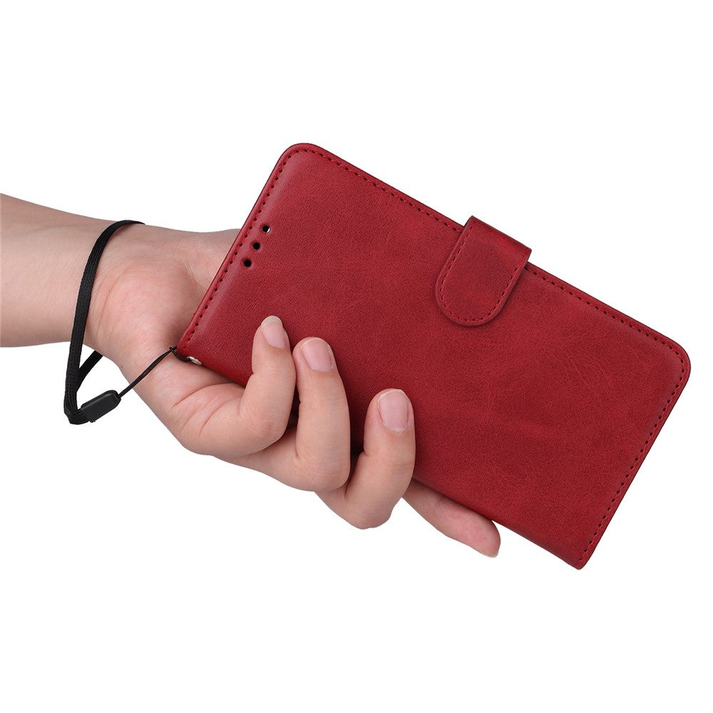 For Samsung Galaxy S23+ Calf Texture Shockproof PU Leather Case Magnetic Clasp Wallet Stand Phone Cover