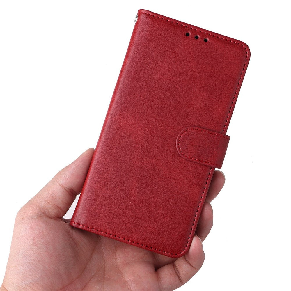 For Samsung Galaxy S23+ Calf Texture Shockproof PU Leather Case Magnetic Clasp Wallet Stand Phone Cover