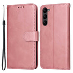For Samsung Galaxy S23+ Calf Texture Shockproof PU Leather Case Magnetic Clasp Wallet Stand Phone Cover